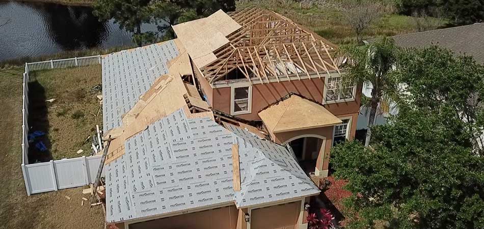 New roof under construction near Wesley Chapel, FL.