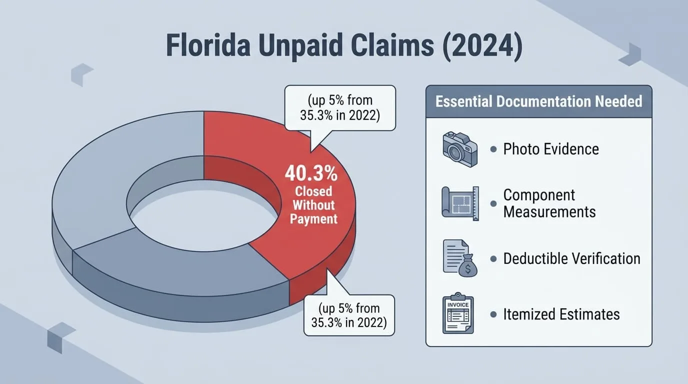 40.3% of Florida private-insurer claims closed without payment in 2024, up from 35.3% in 2022